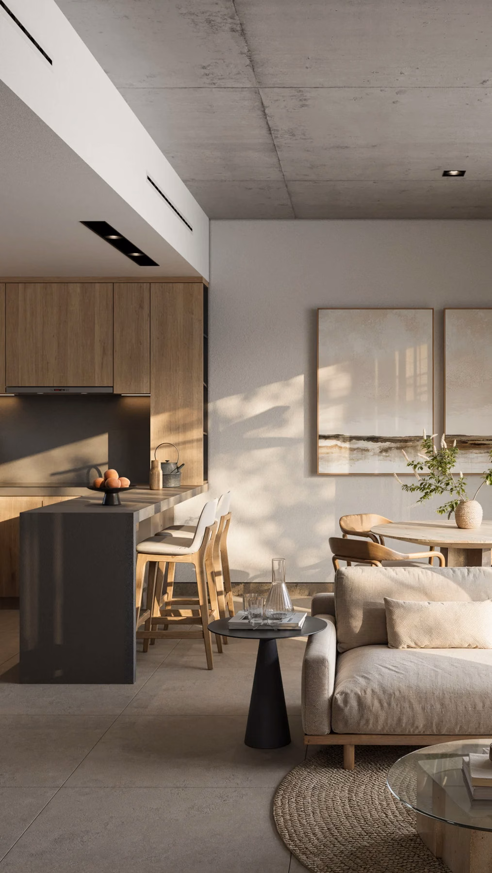 Living area and kitchen at Bakabá