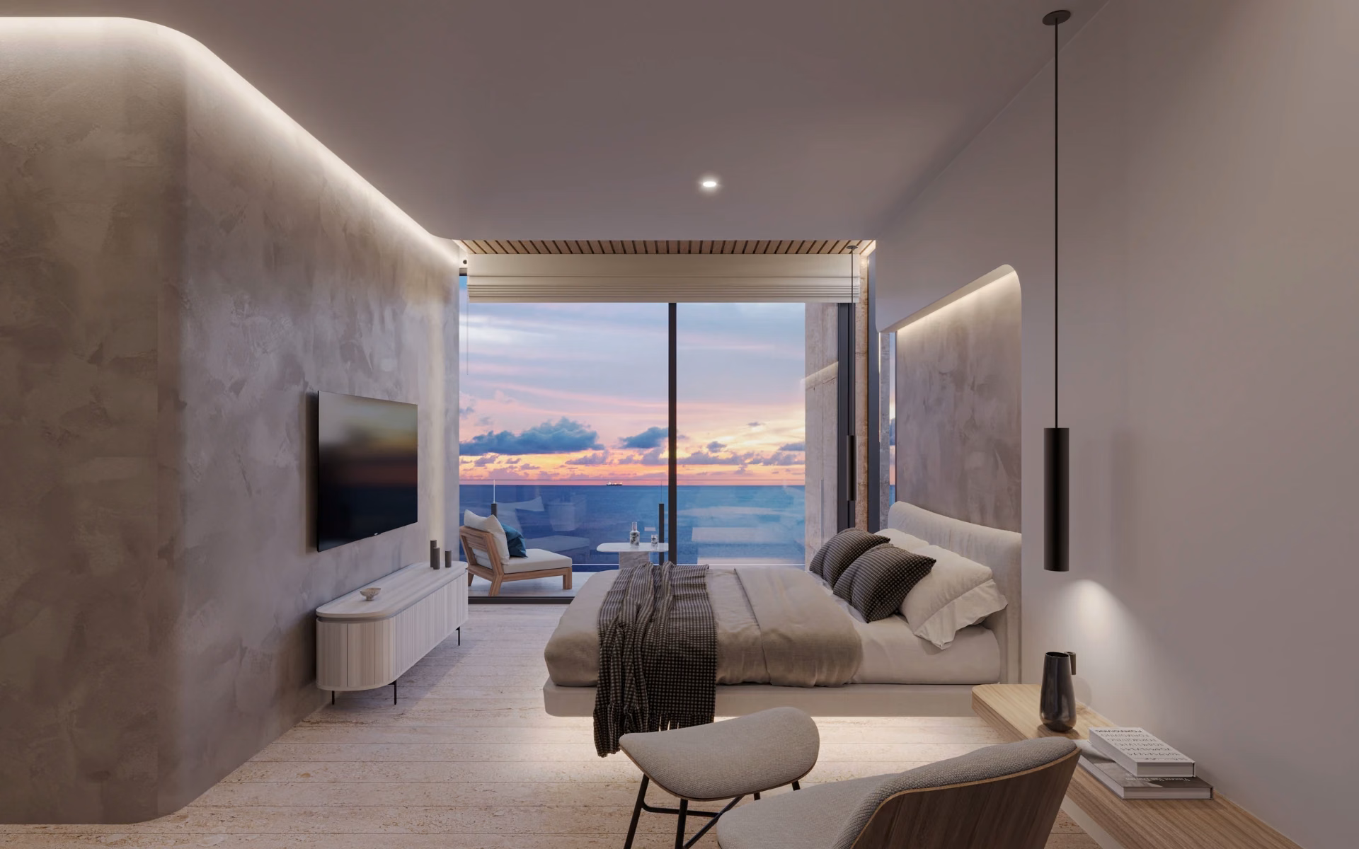 Residential interior with a sea view
