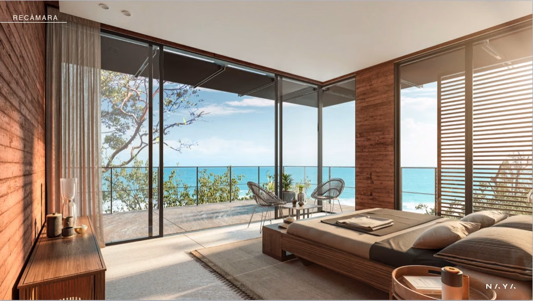Bedroom opening to the landscape