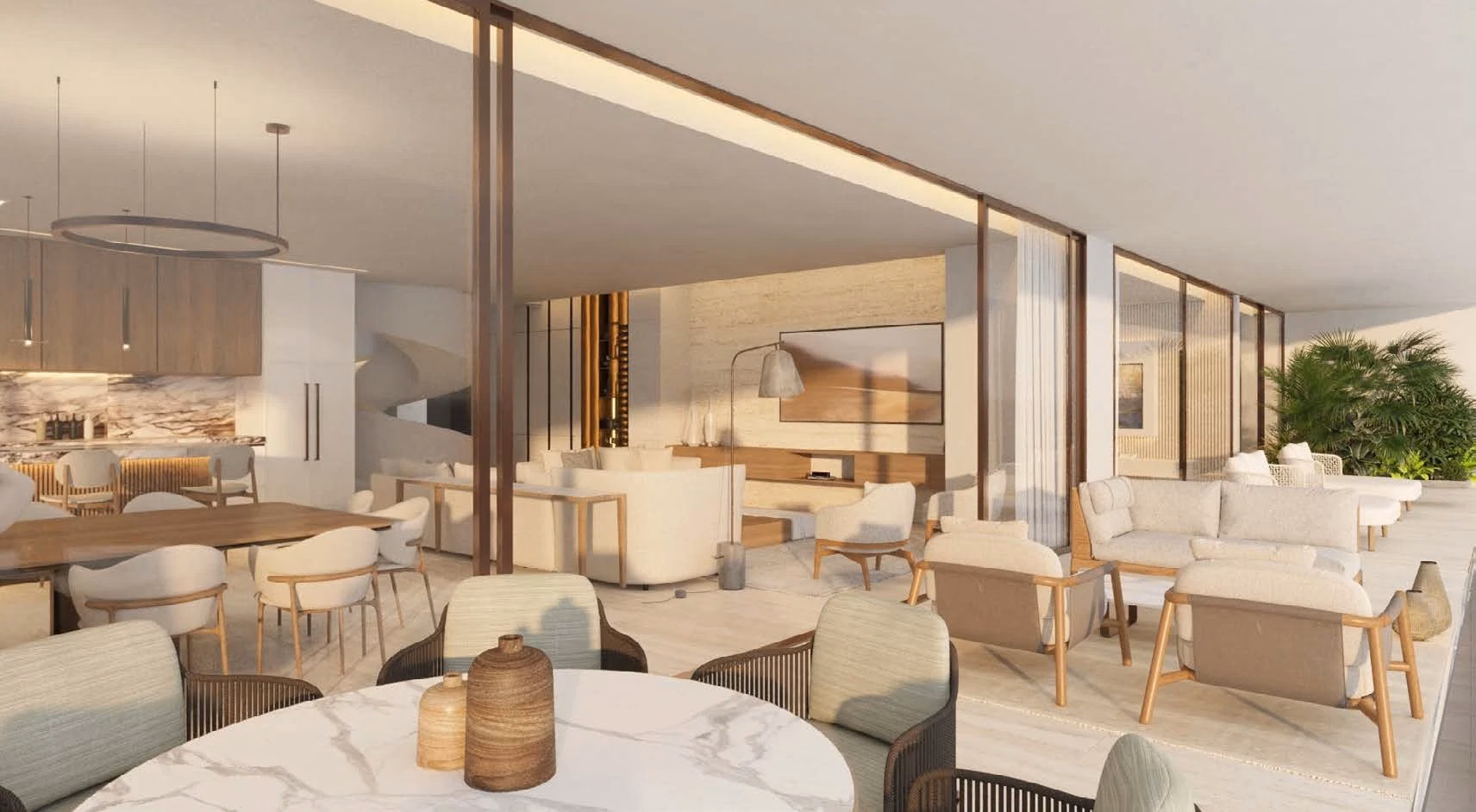 Imagen ilustrativa de sala y comedor de una residencia