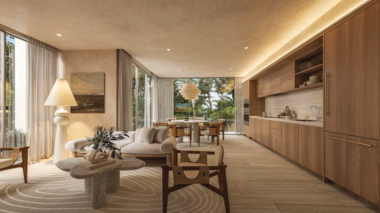 Sala, comedor y cocina de Viceroy Residences
